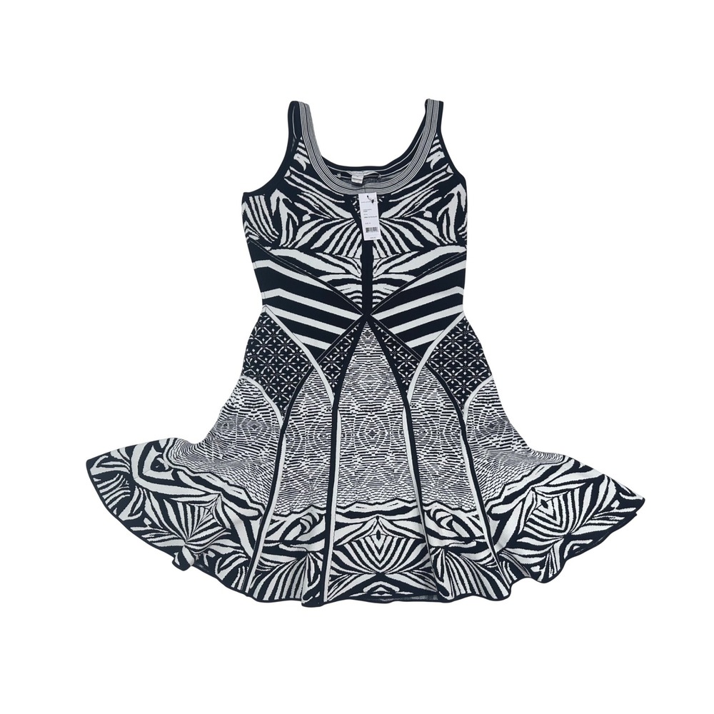Diane von Furstenberg Fanny‎ Zebra Tattoo Black Knit Dress D8560529M14 Size M
